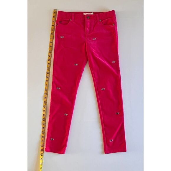 NWOT Vineyard Vines Hot Pink Velvet Pants with Navy Embroidered Whales Size 10 - Picture 7 of 10